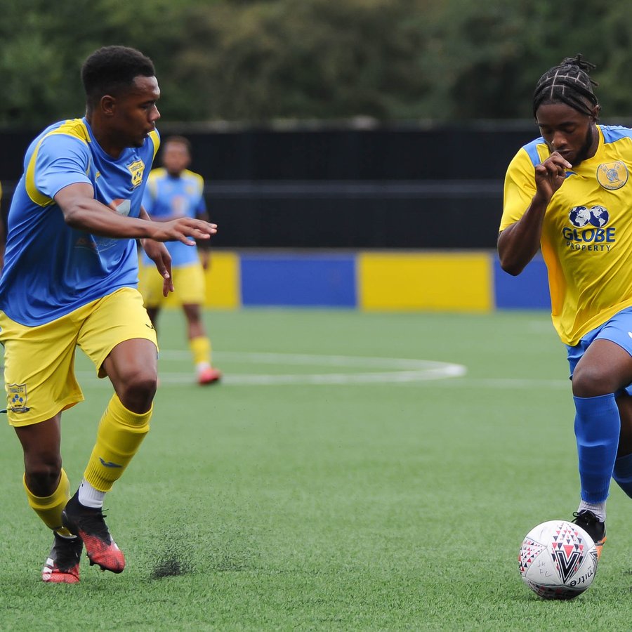 TJ on the ball during a senior football match