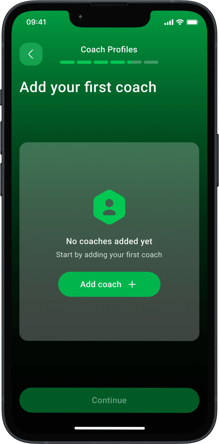 Clubble app add coach profile screen